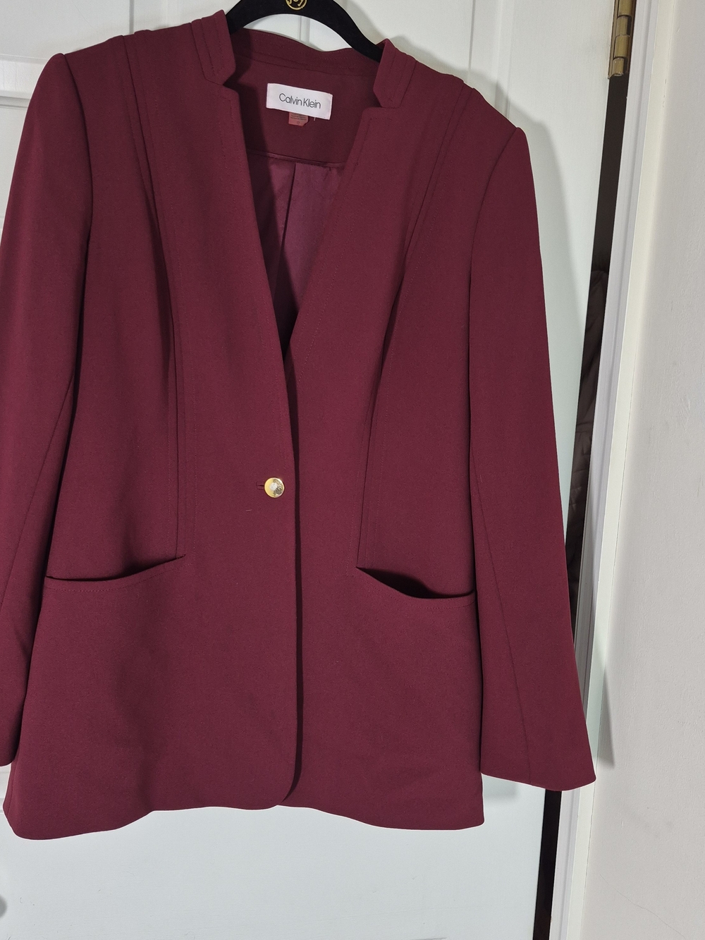 Calvin Klein Women's Wine Single-Button Blazer